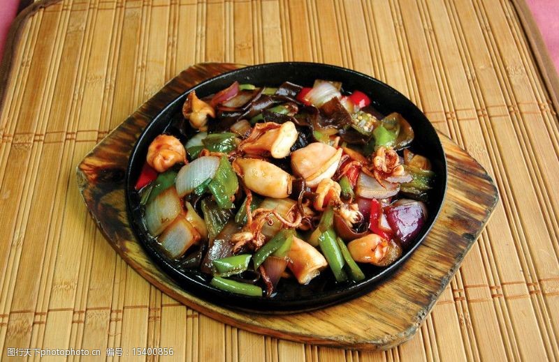 传统美食菜谱专用铁板鱿鱼图片