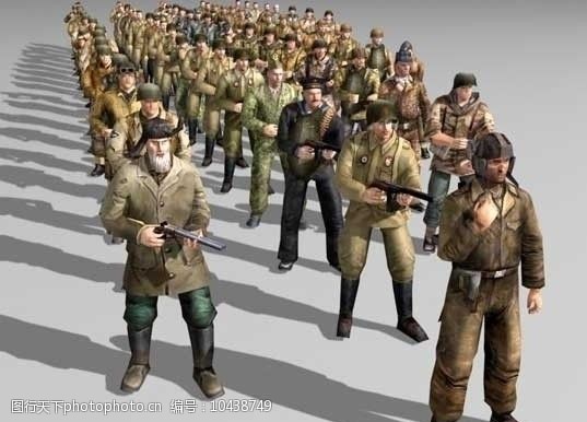 个人形象76个二战游戏人物3D模型低模形象逼真图片