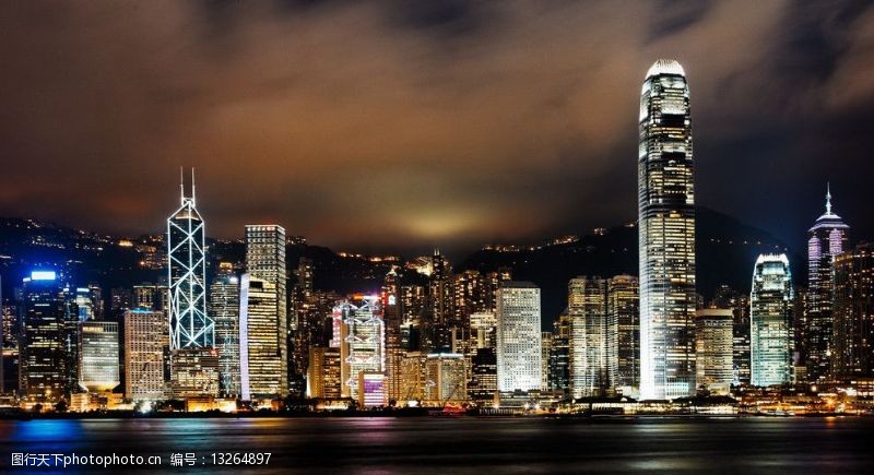 维多利亚港的夜景香港的夜景图片
