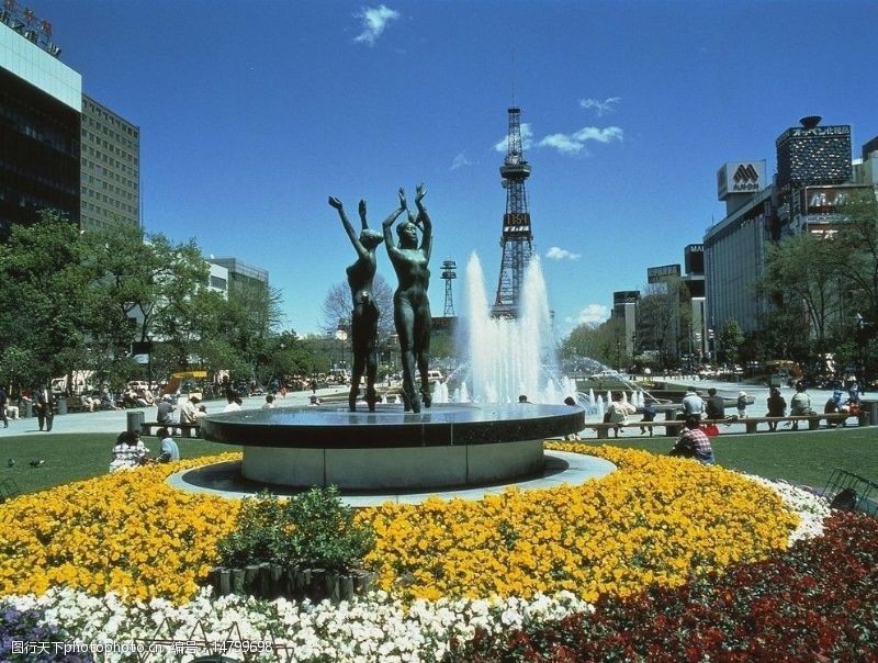 水柱北海道扎幌市市中心街心花园图片