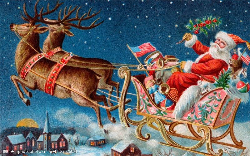 圣诞老人鹿车圣诞老人