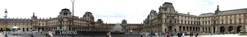 法国著名建筑巴黎卢浮宫全景图片