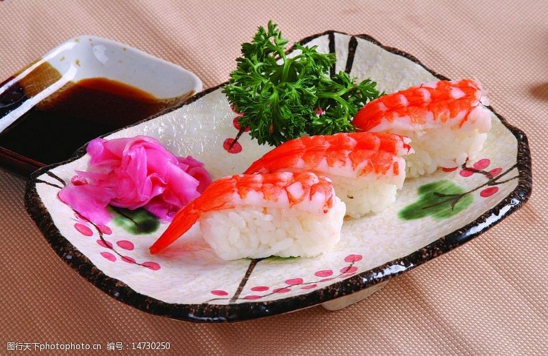 传统美食菜谱专用红虾肉寿司图片