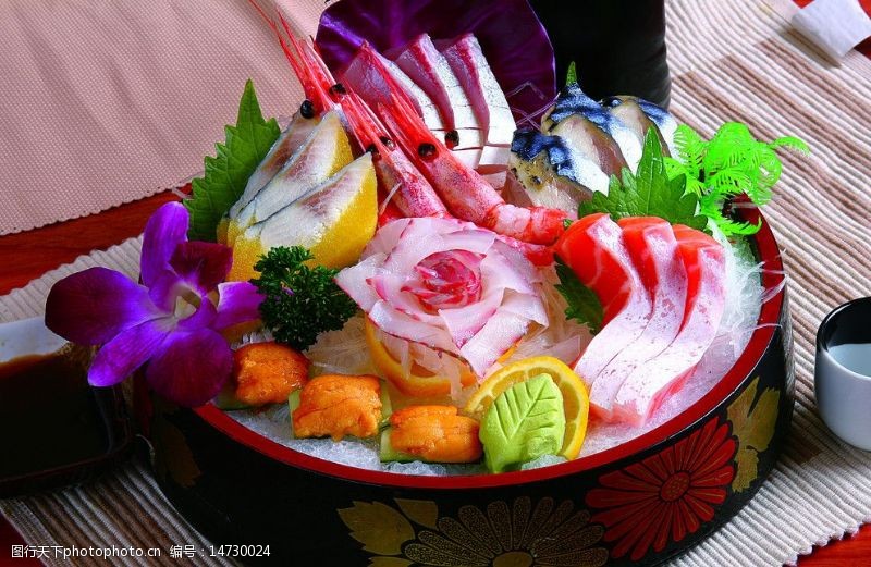传统美食菜谱专用日本深海海鲜寿司大拼盘图片