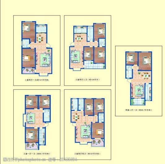 三房一厅室内设计平面图
