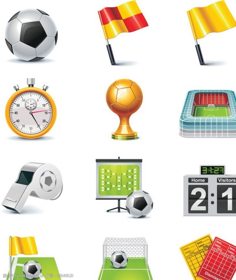 水晶球足球运动主题图标矢量素材图片
