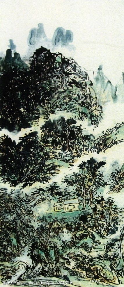 中国现代人物峨眉龙门峡图轴图片