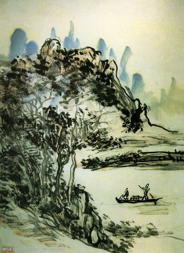 中国现代人物浅绛山水图片