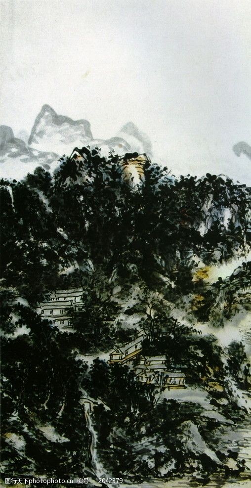 中国现代人物设色山水图片