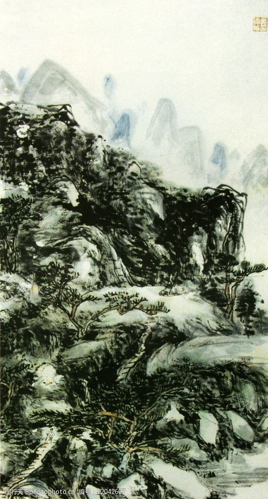 中国现代人物设色山水图片