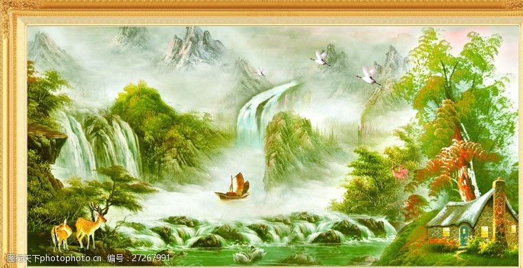 仙境山水画油画