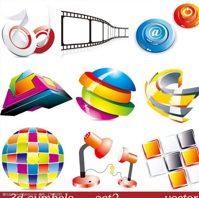 迪斯科球3d动感影视logo标志设计矢量