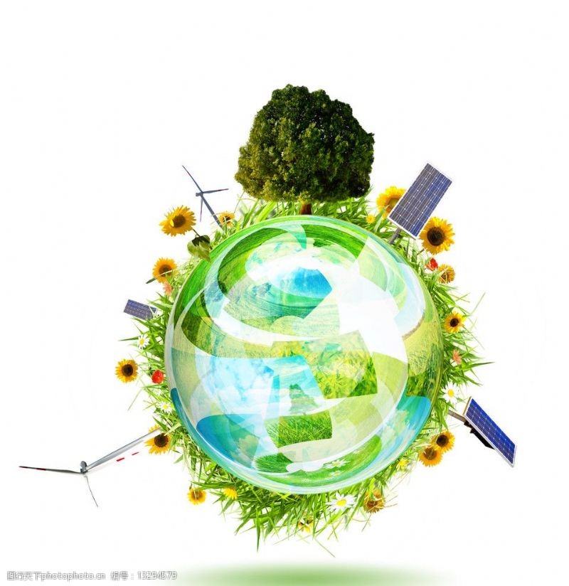 太阳能绿色地球生态模型图片