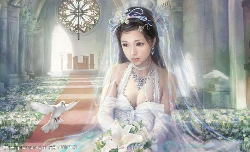 神秘新娘新娘CG经典插画图片