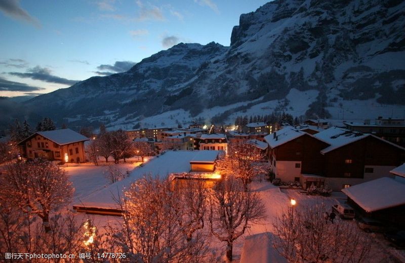 瑞士风光瑞士小镇夜景图片