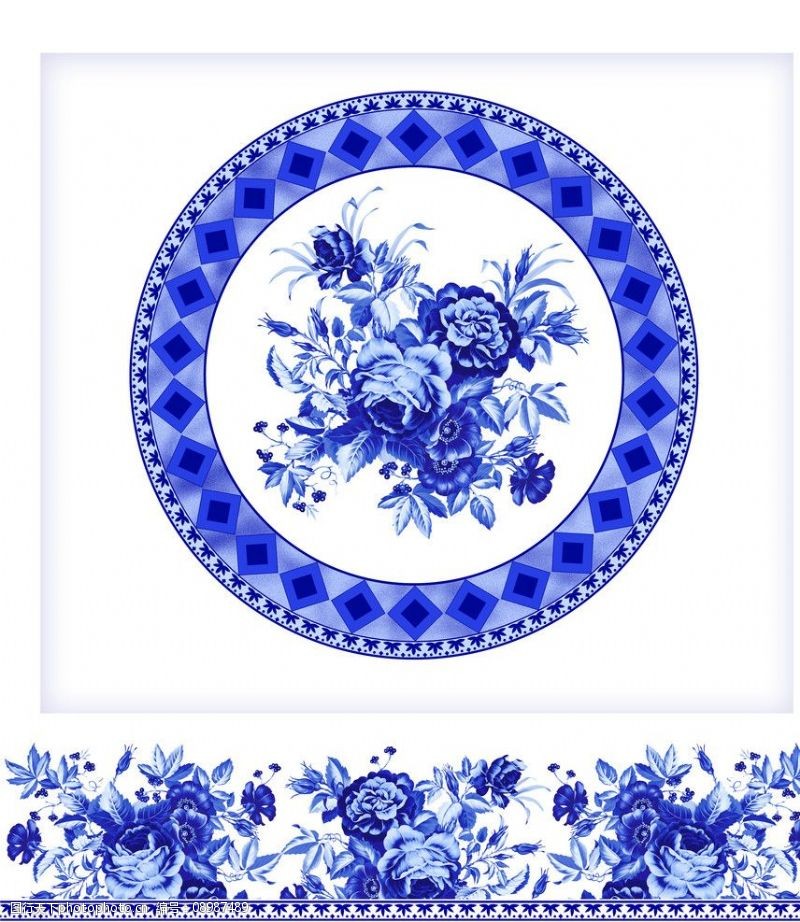陶瓷兰彩蓝彩青花古典图案图片
