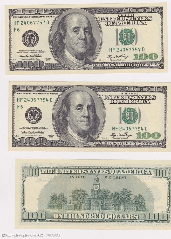 金融货币100元面值美元