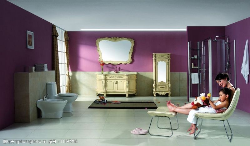 明清家具卫浴女人孩子浴室柜高清大图家具现代居家图片