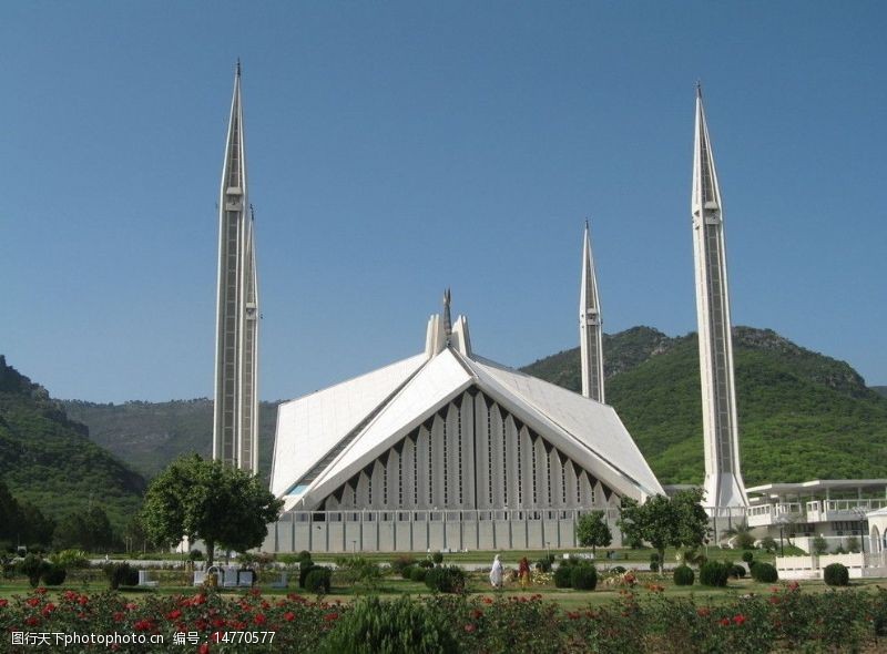 水柱巴基斯坦伊斯兰堡费萨尔清真寺图片