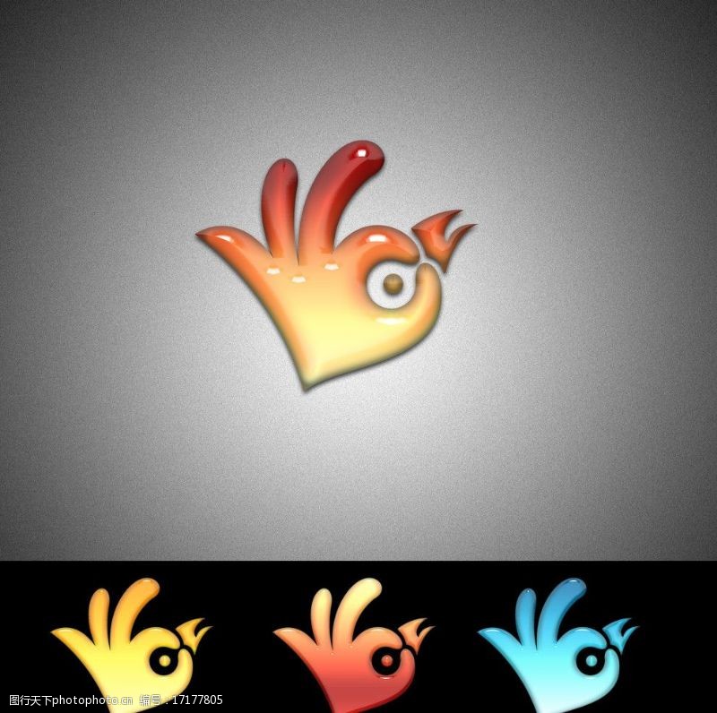 餐饮vi手OK手势鸟logo图片