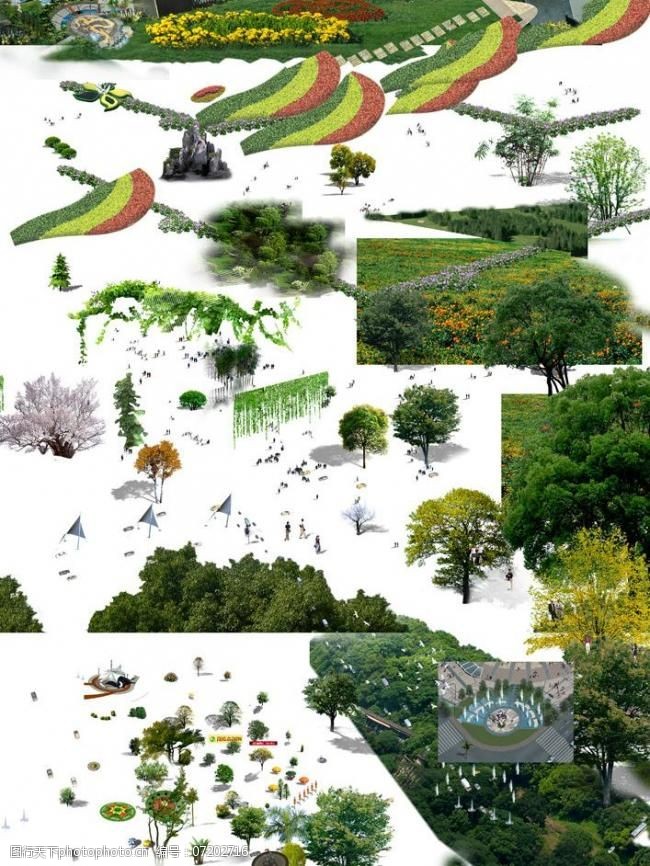矢量园林绿化鸟瞰素材图片