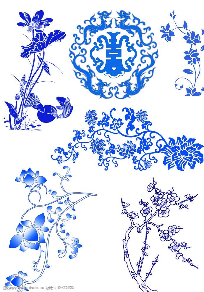 陶瓷兰彩青花瓷图案图片