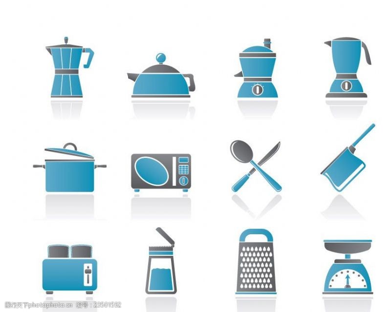 厨房小电器蓝色厨房家用电器图标