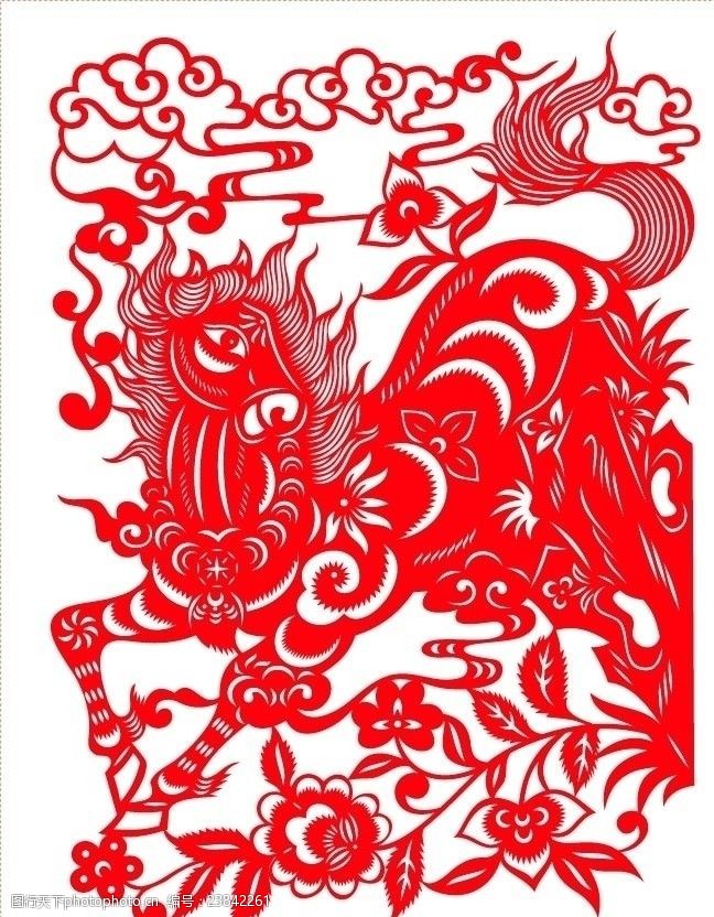 中国艺术节奔马剪纸