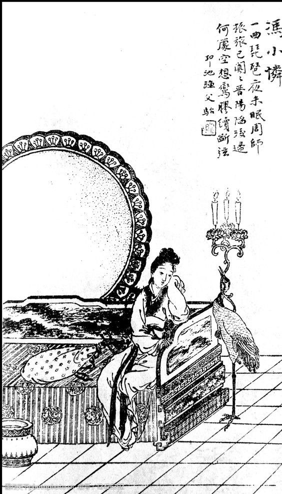 古代仕女仙女美人百态古画线描图片