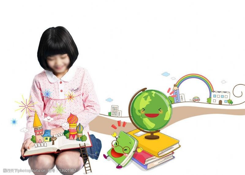 儿童读物读书的女孩图片