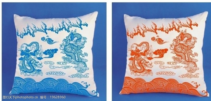 双龙戏珠矢量素材龙纹抱枕被设计图片