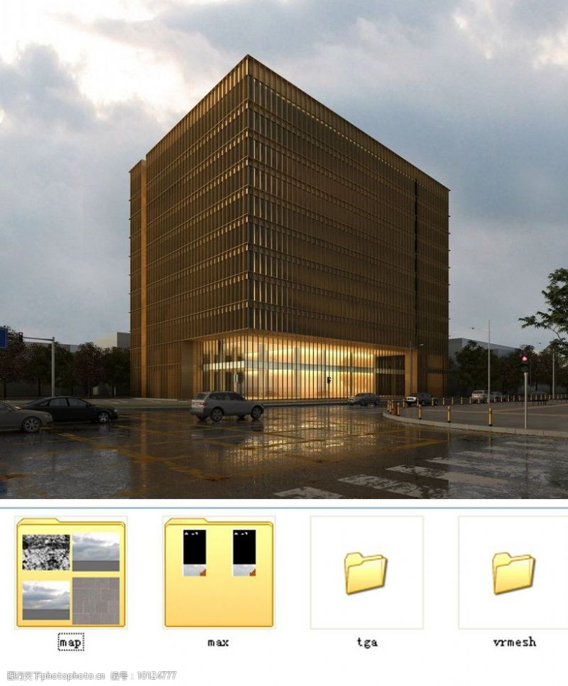 室外模型办公楼全套效果图源文件图片