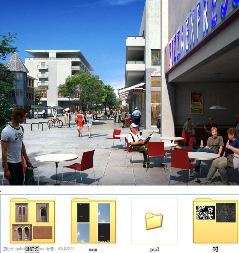 室外模型商业广场全套效果图源文件图片
