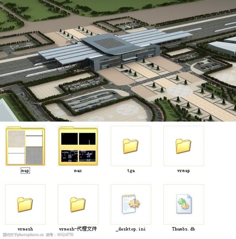 室外模型商业广场全套效果图源文件图片