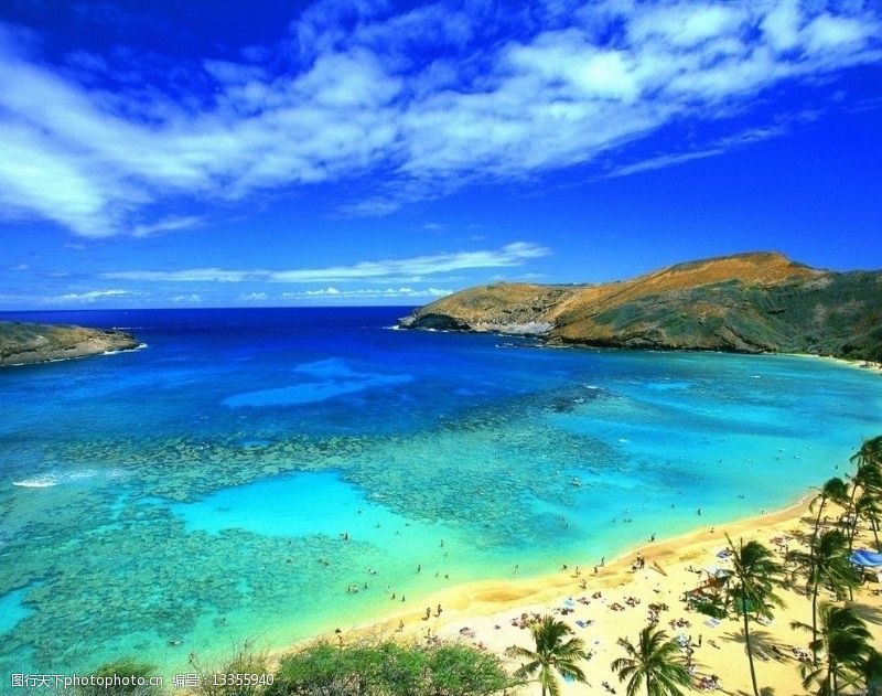 金色沙滩夏威夷海滩图片